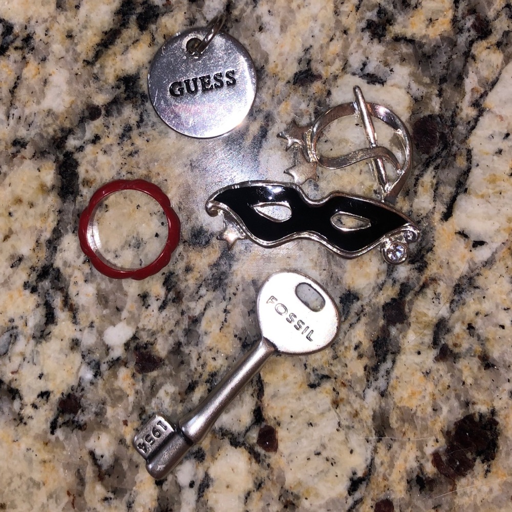 Jewelry accessories bundle charms ring key masquerade Guess Fossil logo